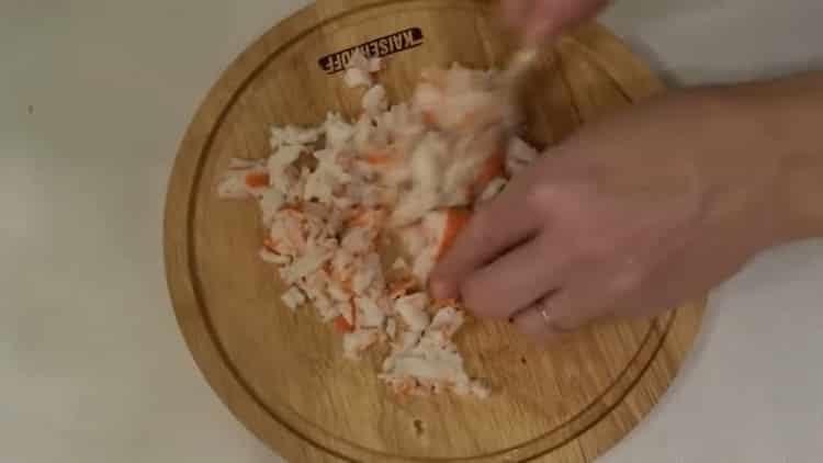 Prepare crab sticks for cooking