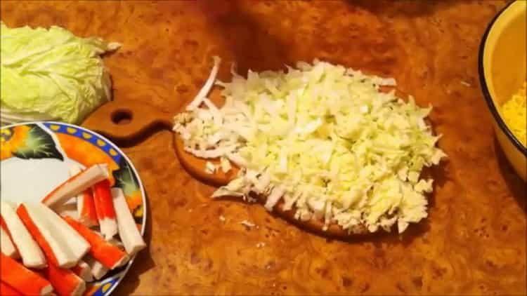 For cooking, chop cabbage