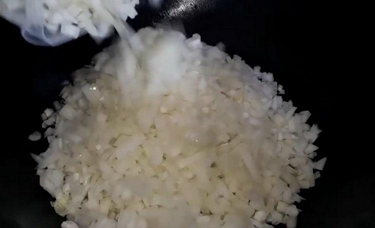 Toast, fry the onions