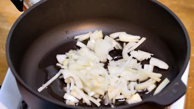 Toast, fry the onions