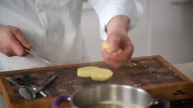 For cooking, chop potatoes