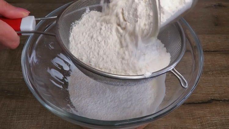 Sift flour to make dough