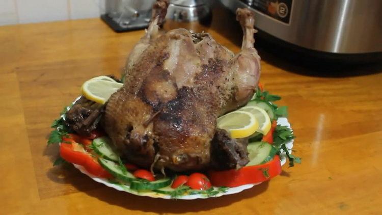 the duck in the slow cooker is ready