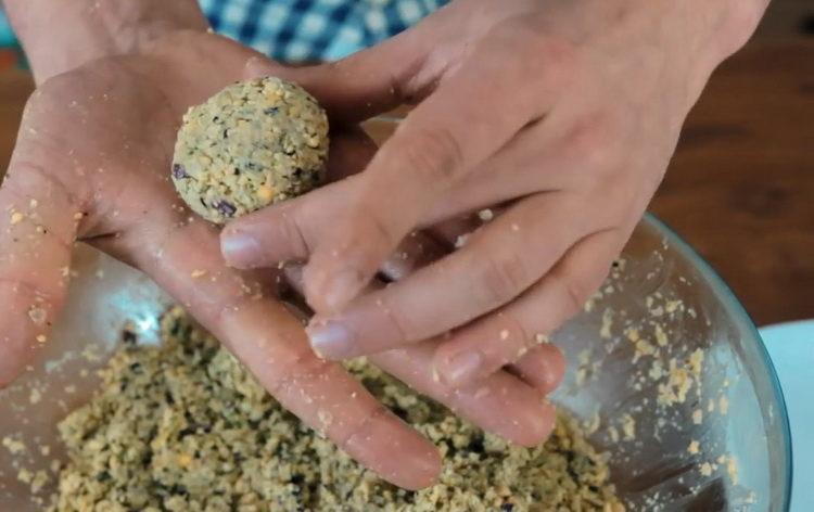 Blind a ball to prepare a meal