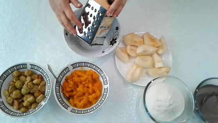 To make a pie, grate a pear