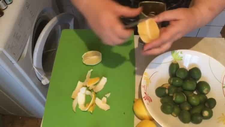 To prepare a dish, cut a lemon