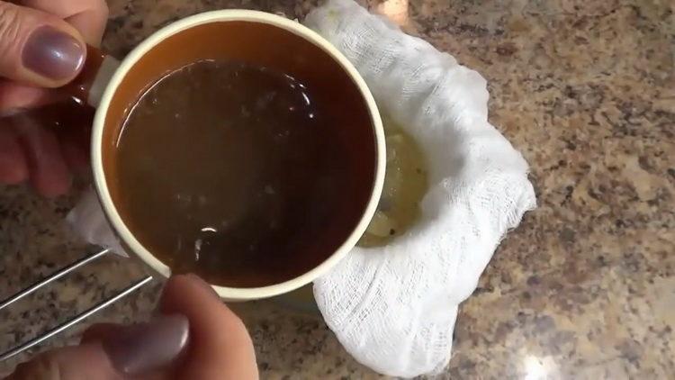 Strain the broth for cooking