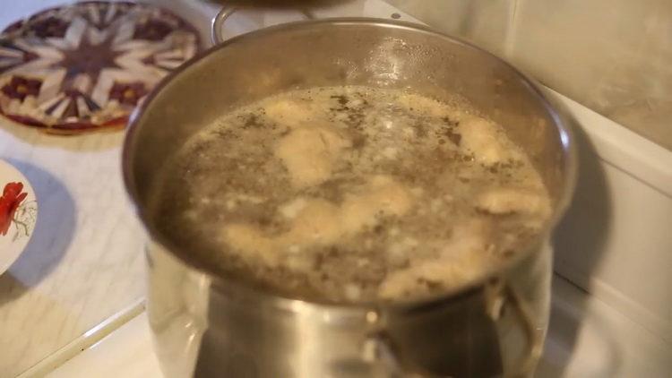 Boil the broth for cooking