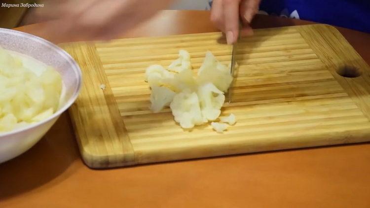 For cooking, chop cabbage