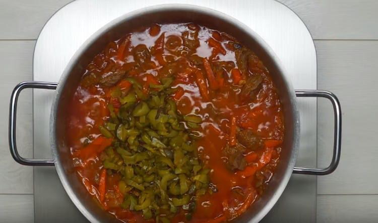 Add fried cucumbers to the dish