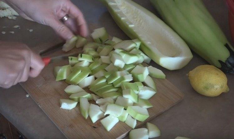 zucchini cut into small cubes.