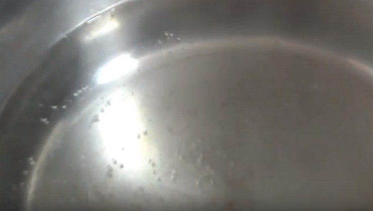 pour water into another pan.