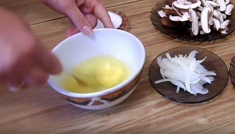 Beat the eggs with a fork.