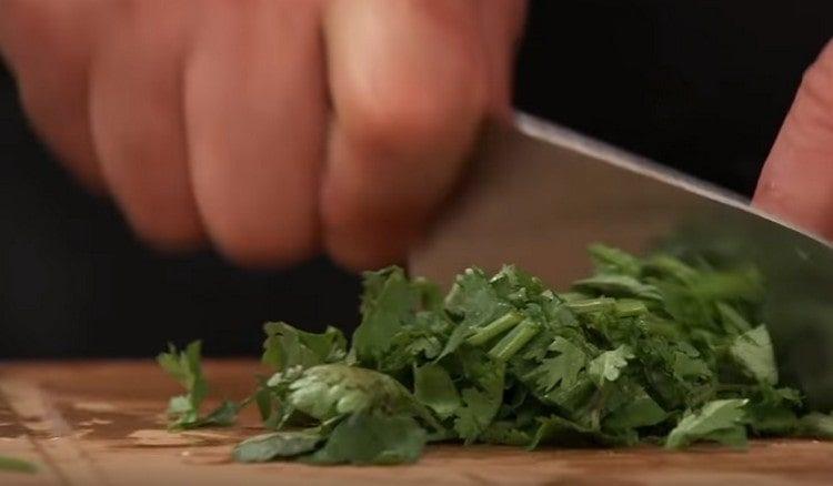Finely chop the cilantro.