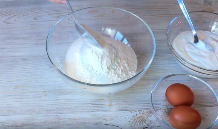 Add flour to the dry ingredient.