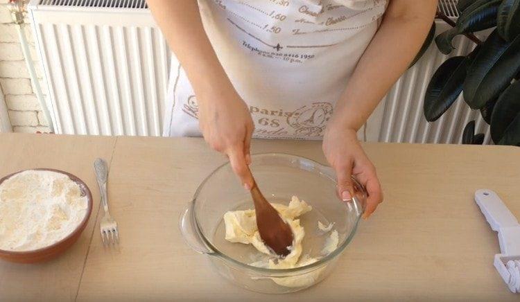 Rub the softened butter.