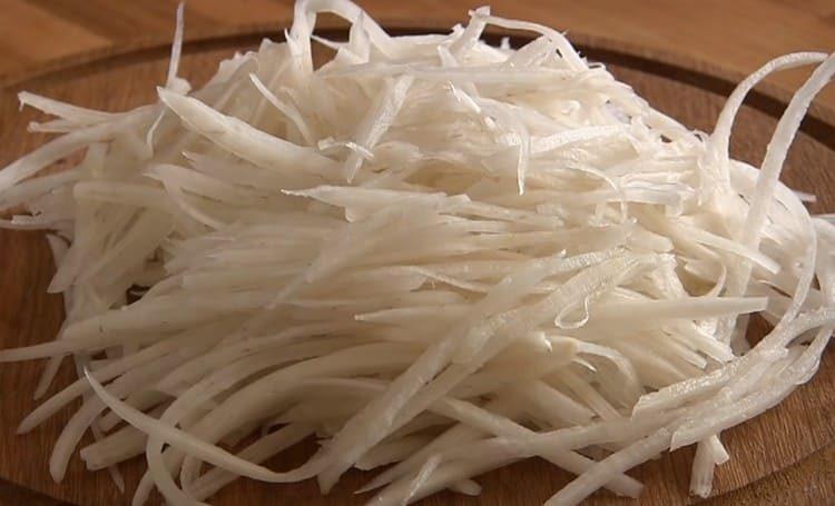 we rub the daikon on a Korean grater.