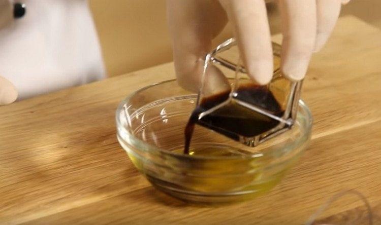 Cooking salad dressing.