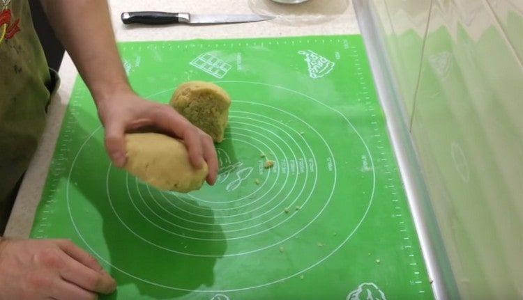 Divide the dough in half.