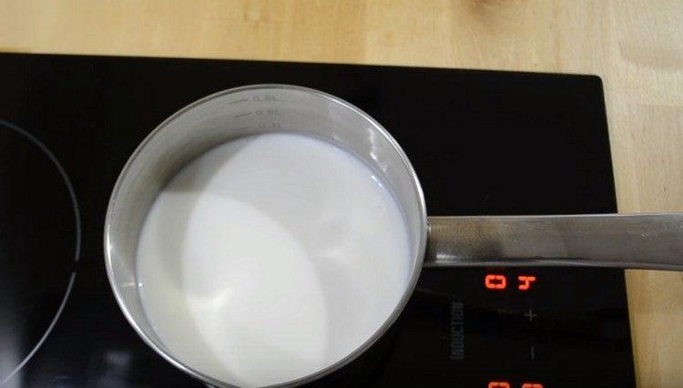 Kefir is slightly heated.