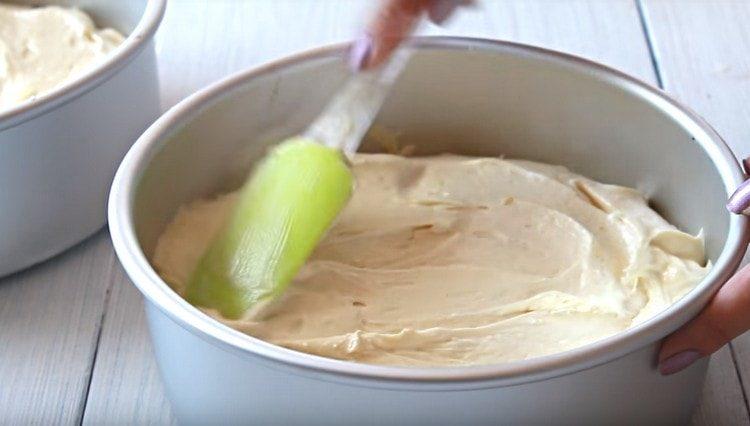 we distribute the dough in two forms.