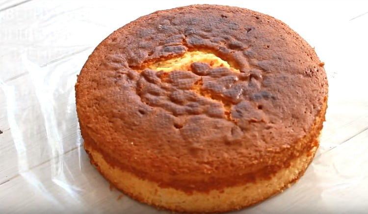 Bake cakes, then wrap them in cling film and put in the refrigerator.