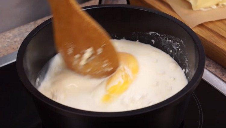 Cooking custard.