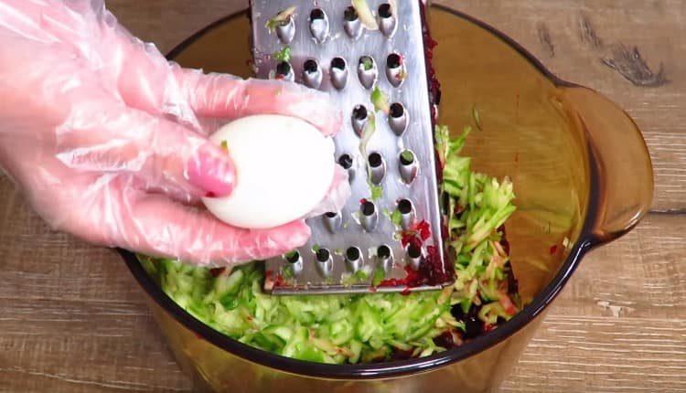 grate boiled eggs.