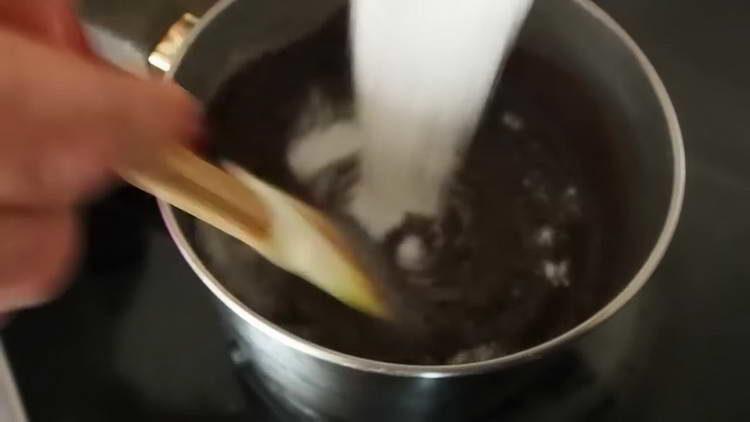 pour sugar into chocolate