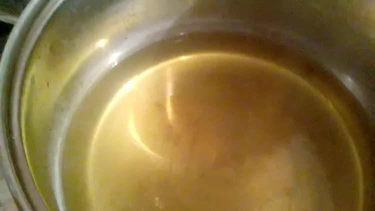 pour water into the pan