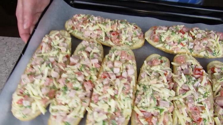 put a sandwich on a baking sheet