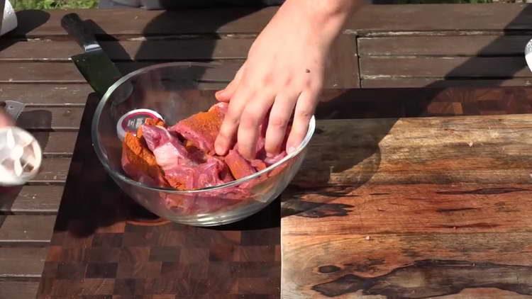 pickle meat with spices