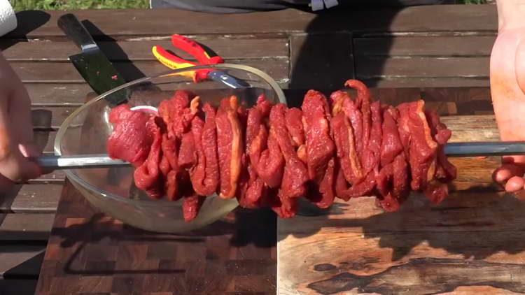 we put meat on skewers
