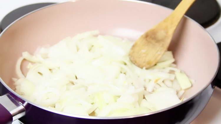 stew onion in a pan