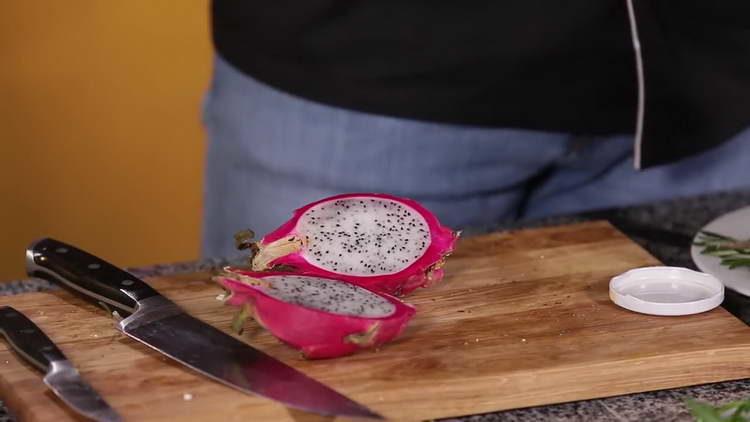 Cut the dragon fruit