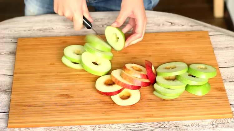 cut apples into slices