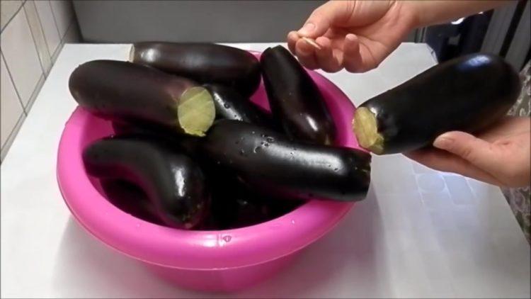 pierce eggplant with a toothpick