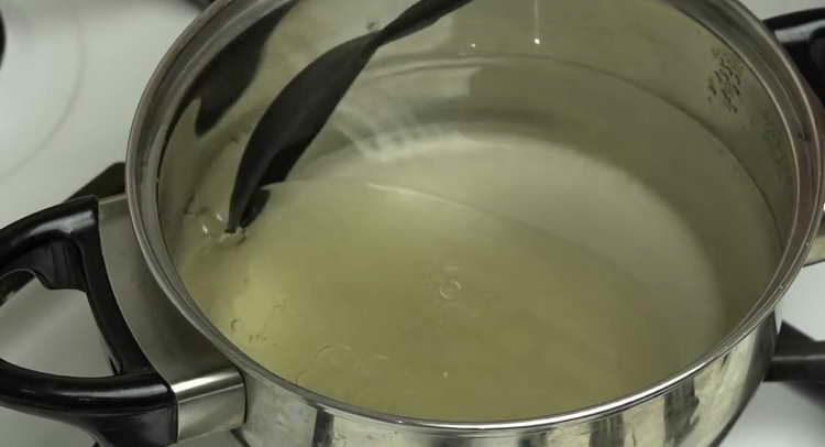 pour water into the pan