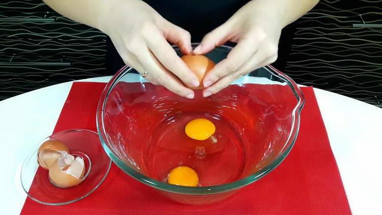 break eggs into a bowl