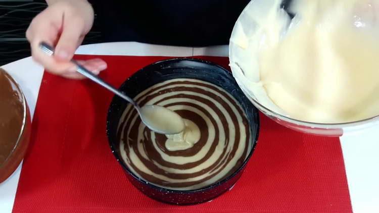 pour the dough one by one