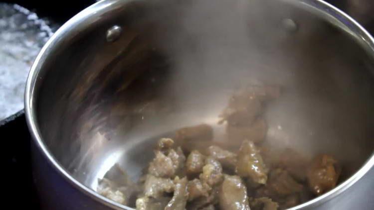 put the meat in a pan