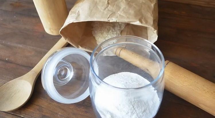 Rice flour according to a step by step recipe with a photo