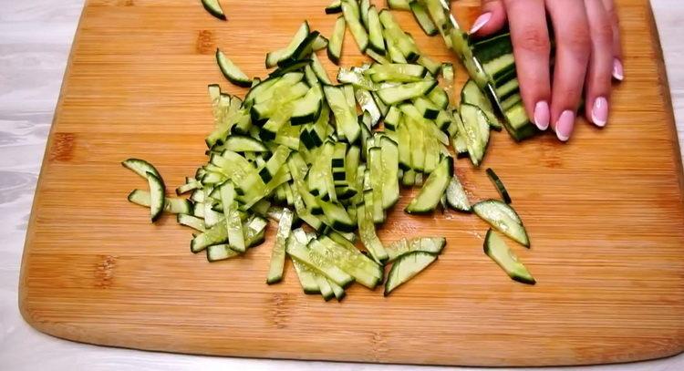 chop cucumbers