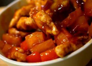 incredibly tasty pork in sweet and sour sauce