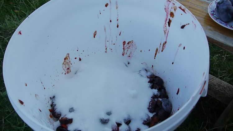 add sugar to the plums