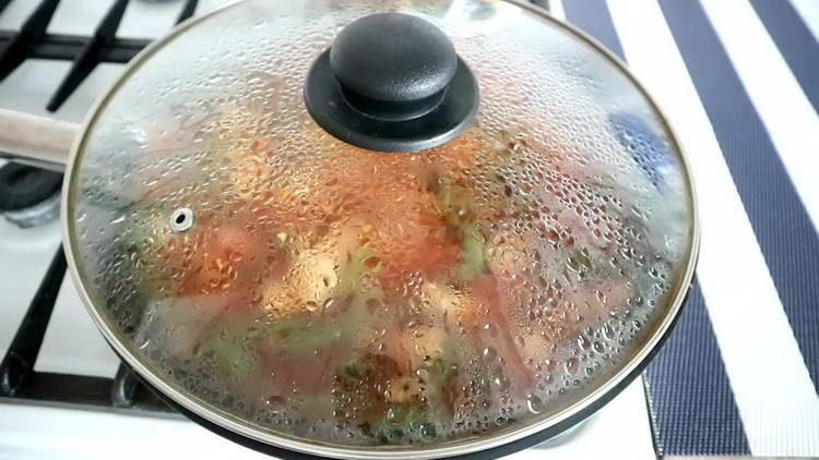 stew meat under the lid