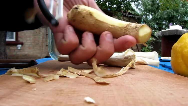 peel ginger and horseradish