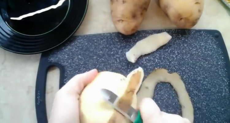 peeling potatoes