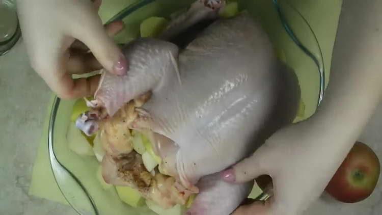 put chicken on the basket