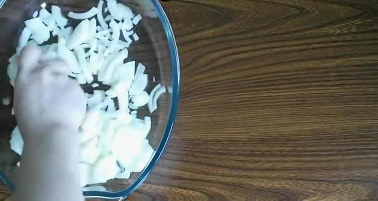 put the onion in a baking dish